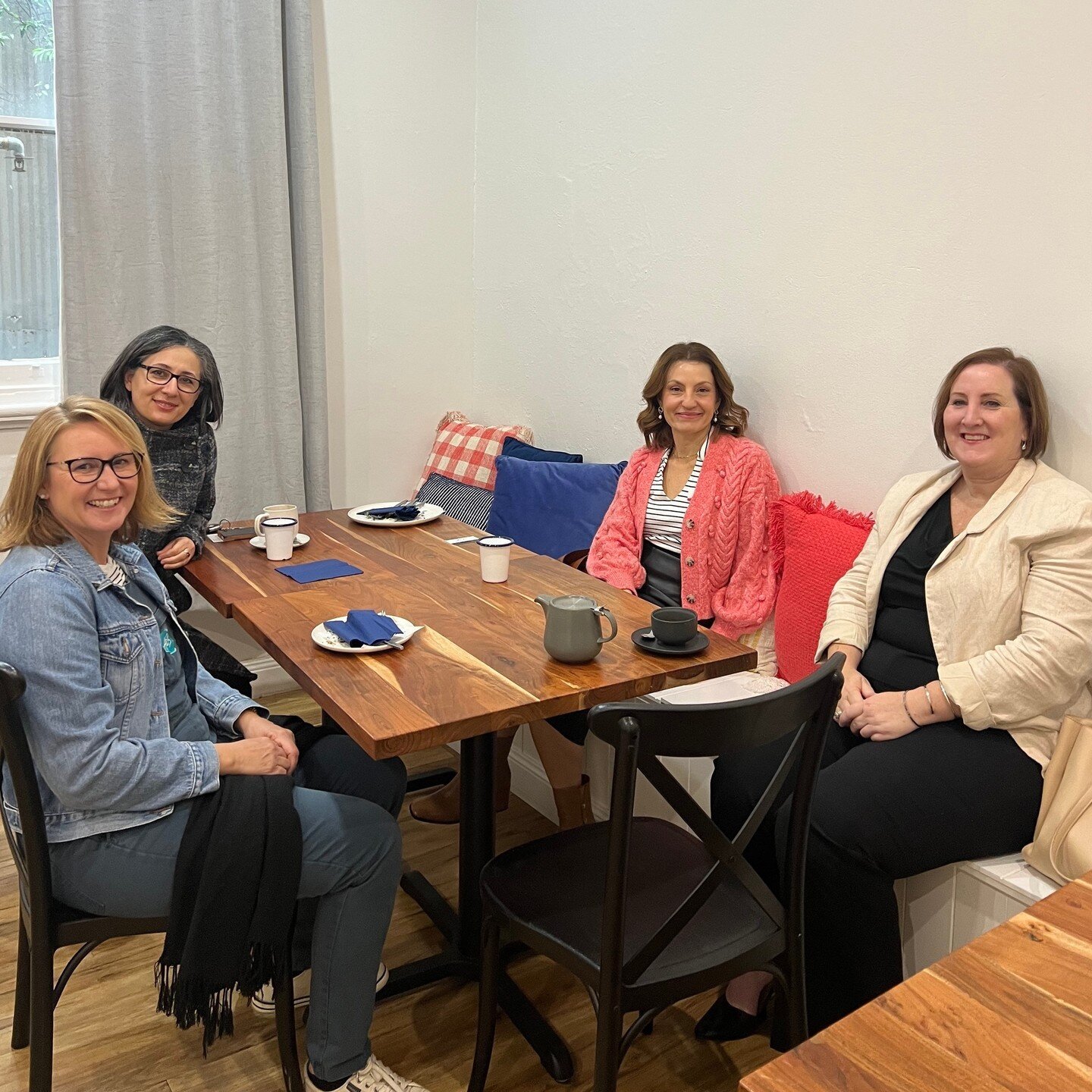 We had a great time at our New Member Meet Up yesterday! 💗⁠
⁠
Here we have Gioia Gianniotis (Vice President WiB) and new members, Ali Roberts, Shokoofeh Shamsi and Mary McCann pictured enjoying a cuppa at @thepresswaggawagga on Johnson Street! ⁠
⁠
W