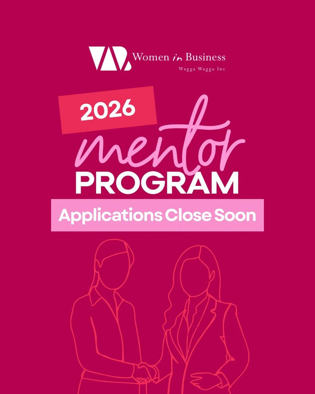 📣The 2026 Women in Business Mentor Program applications close soon!

Our annual mentoring program links members of Women in Business with successful Riverina women in order to engage in a one-to-one mentoring relationship for personal and career gro