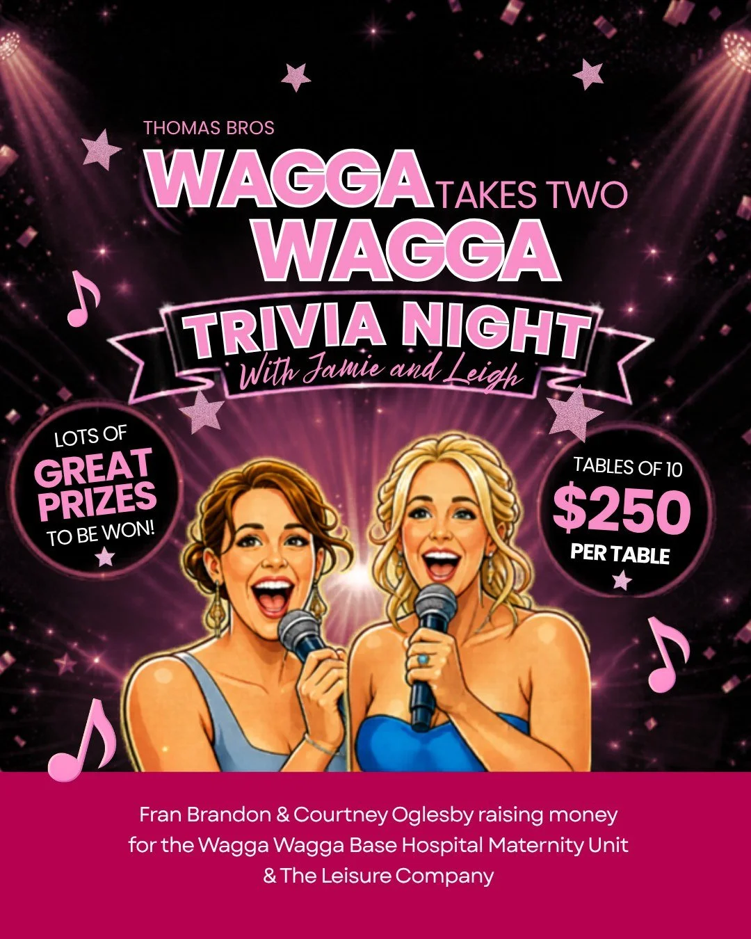 We&rsquo;re so excited to get behind our amazing WiB Treasurer, Courtney, as she takes the stage for Wagga Takes Two! 🎤✨

Courtney has joined forces with fellow singer Fran to host an epic Trivia Night fundraiser and we&rsquo;d love to show Wagga ho