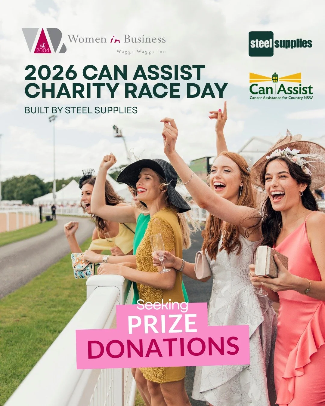 ✨ CALLING LOCAL BUSINESSES! ✨

WiB is thrilled to partner with Fashions on the Field at the upcoming Can Assist Charity Race Day on Saturday 17 October at the MTC! 

To make the day unforgettable, we're building an incredible prize pool for our Fashi