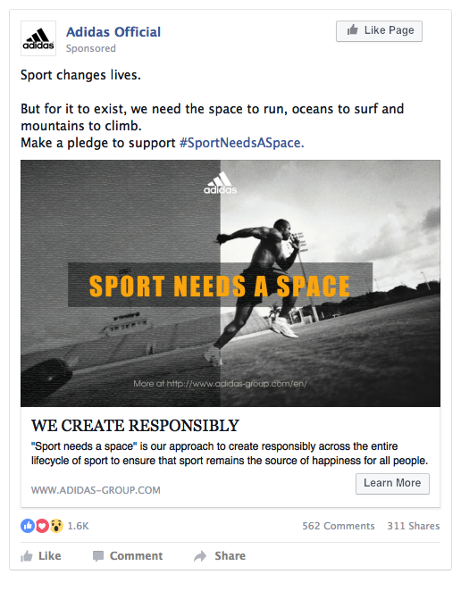 Sample Facebook post
