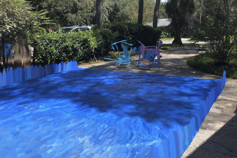 Blue Tarp , 2019, 26 x 39 in. (66 x 99 cm) Pigment inkjet on canvas unique