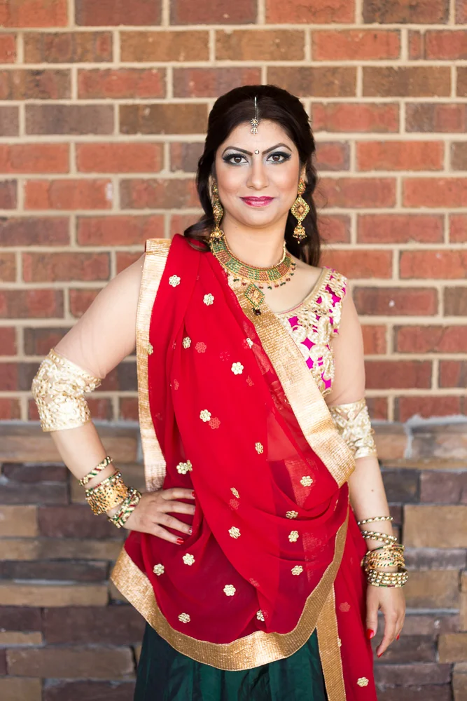 Bridal portrait before the Hindu engagement ceremony | Chantilly, Virginia