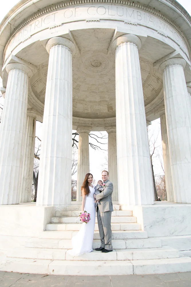 The happy wedding couple with their adorable son | Megan Rei Photography | Washington DC Wedding