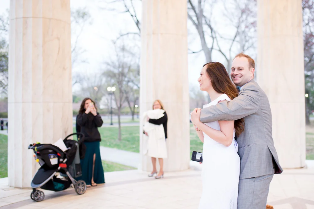 Husband and wife enjoying their first dance at the DC War Memorial | Northern Virginia Wedding Photographer | Washington, DC | Megan Rei Photography