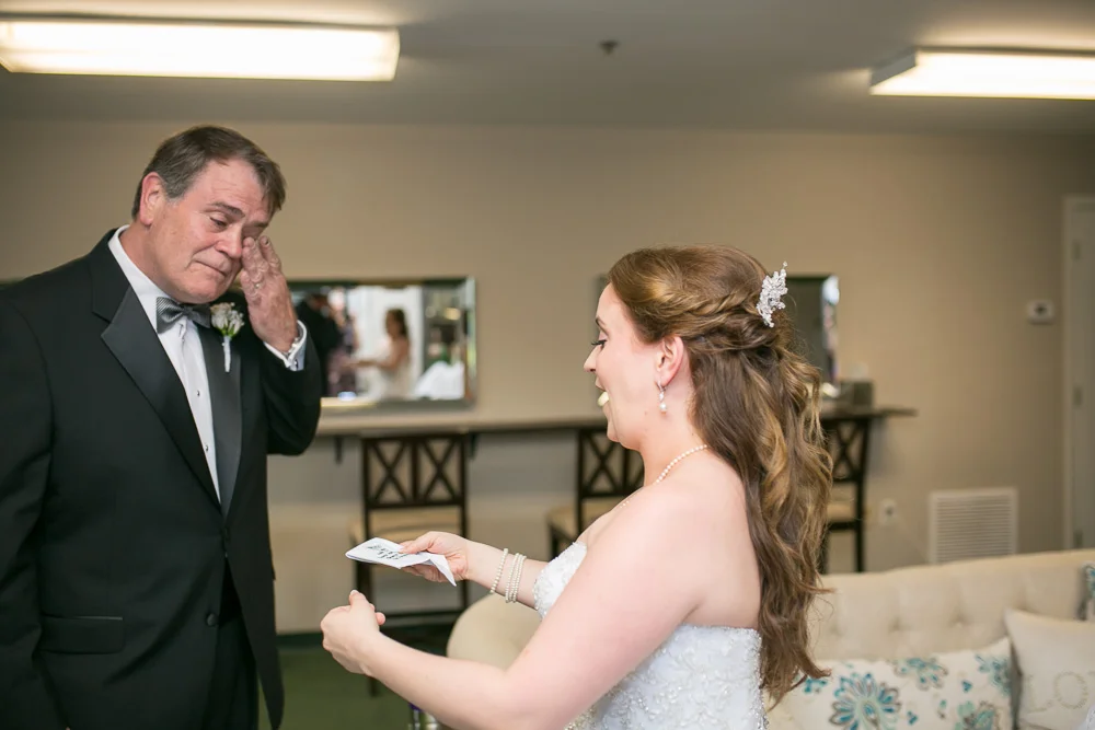 An emotional father-daughter first look in Haymarket, Virginia | VA Wedding Photography
