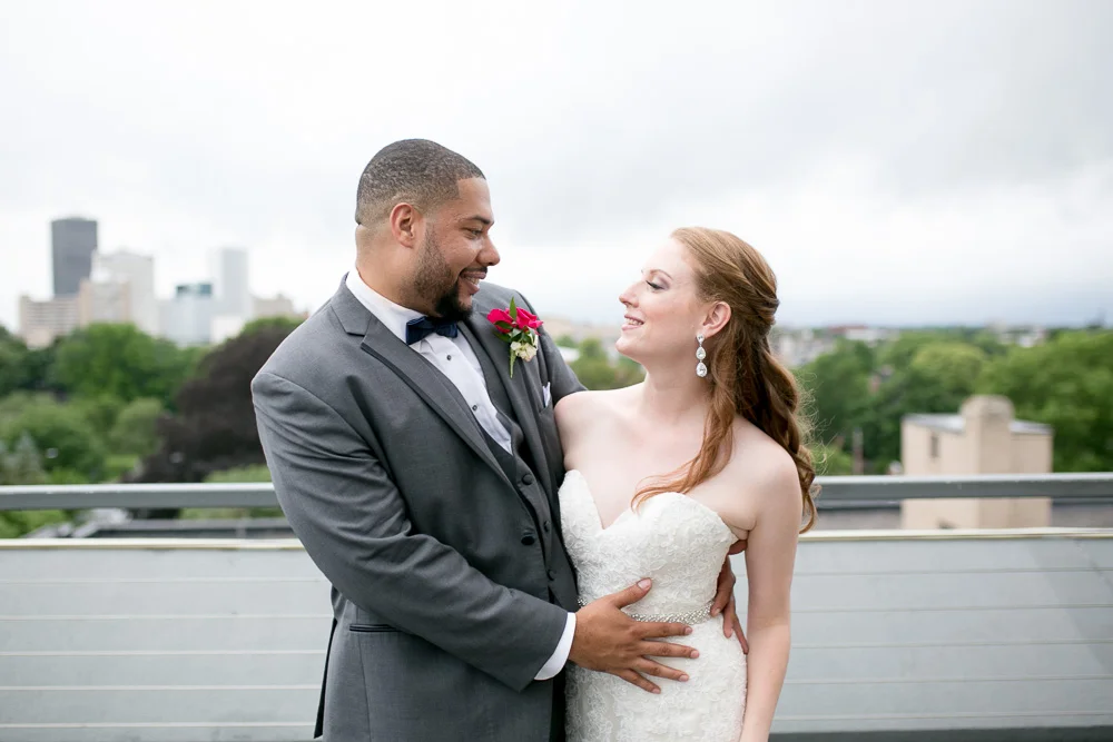 Rochester, NY skyline view from The Strathallan | Best Wedding Venues in Rochester | Megan Rei Photography