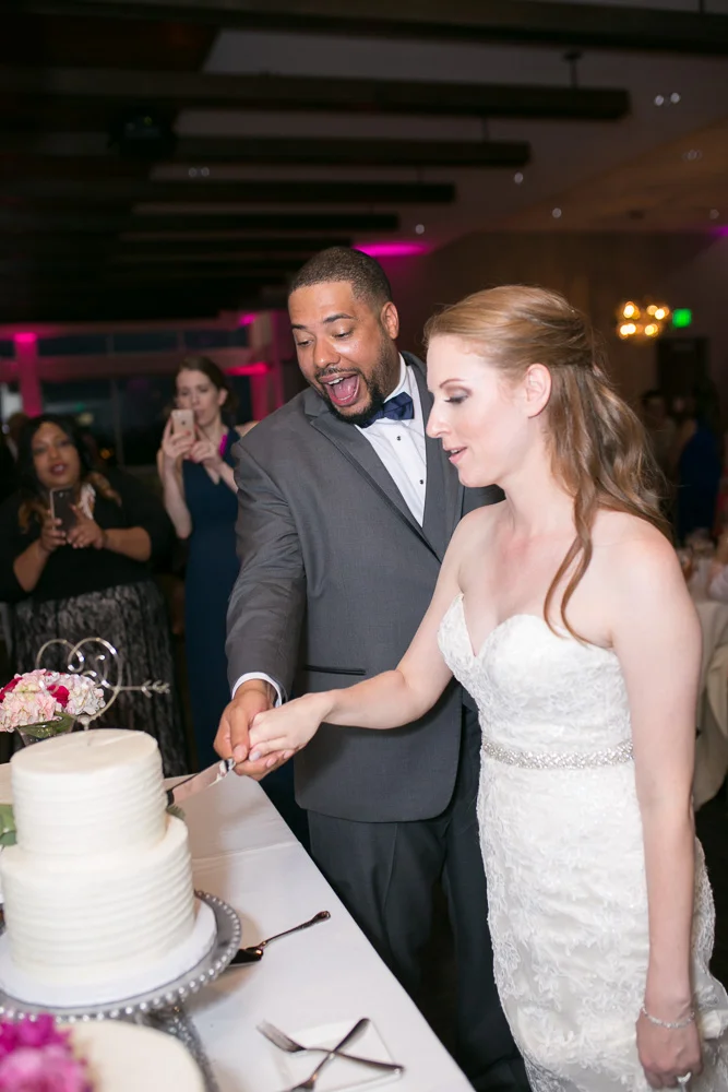 Bride and groom cutting their wedding cake | Scratch Bakeshop Wedding Cake | Rochester, NY Wedding Cakes
