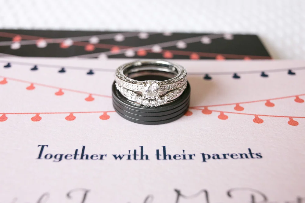 Wedding rings and wedding invitation