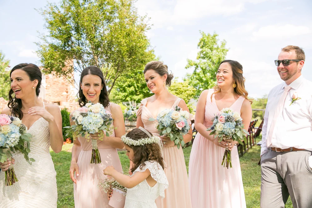 Bridesmaids and bridesman in blush | Blush and navy wedding colors