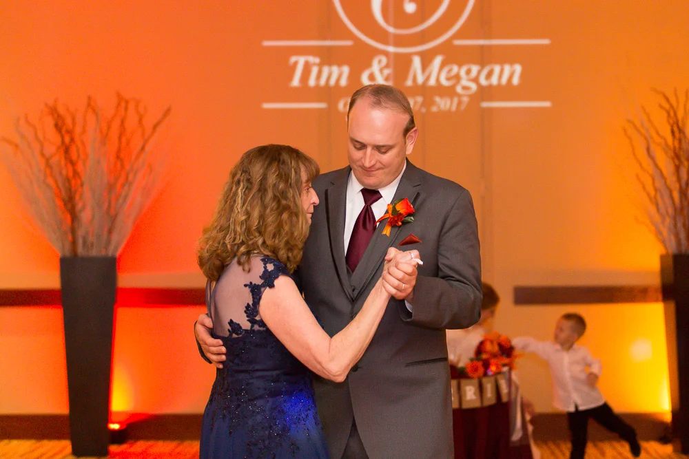 Mother-son dance at a Virginia Tech wedding