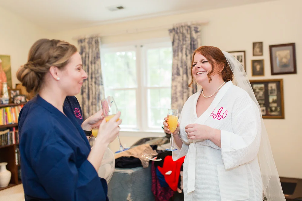 Mimosas make getting ready for the wedding day more fun | Candid Richmond Wedding Photos | Megan Rei Photography