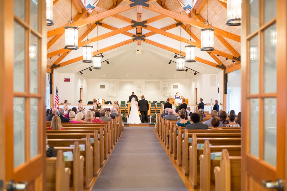Wedding ceremony at Shady Grove Church in Glen Allen, Virginia