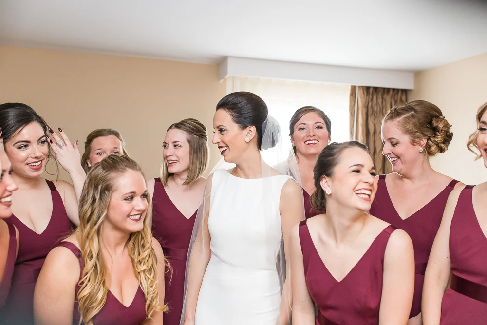 Bride with her bridesmaids | Candid Wedding Photography in Rochester, NY | The Strathallan