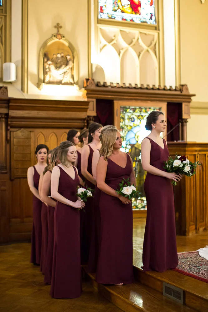 Bridesmaids during the wedding ceremony