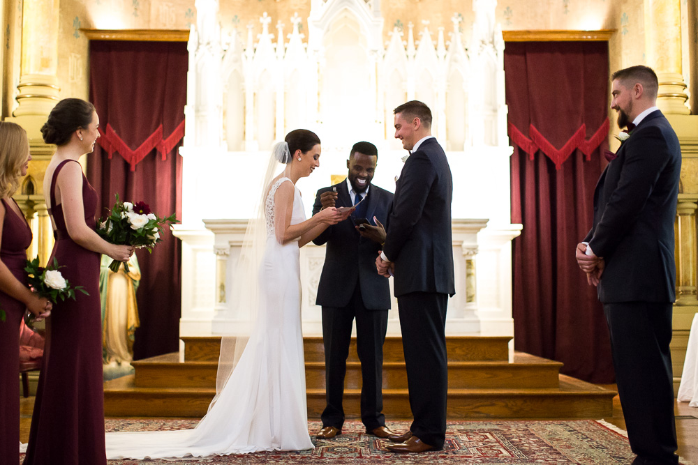Reading wedding vows | Candid Wedding Photographer in Rochester NY | Chapel Hill Wedding Ceremony