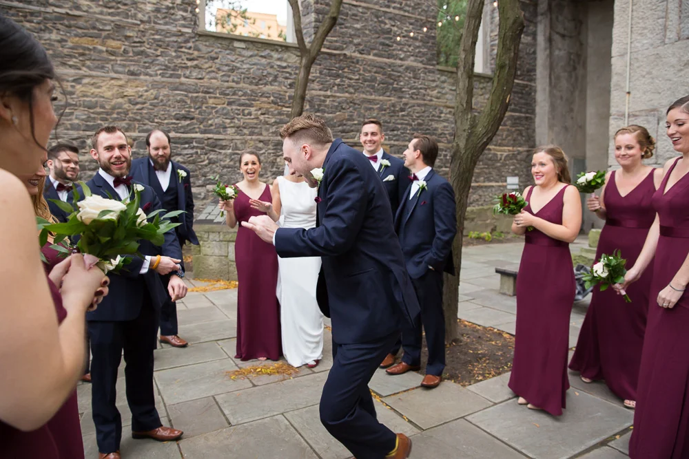 Fun wedding party photos at St. Joseph’s Park, Rochester NY