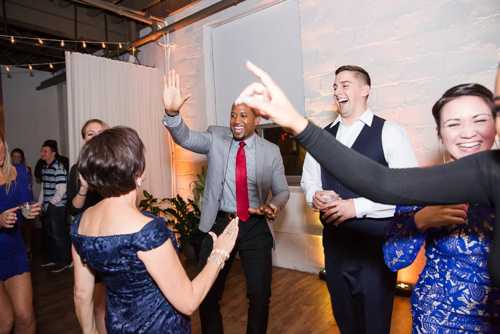 Having fun on the dance floor at Arbor Loft | DJ Hogan with Breakthrough Entertainment | Fun Wedding Venues in Rochester, NY