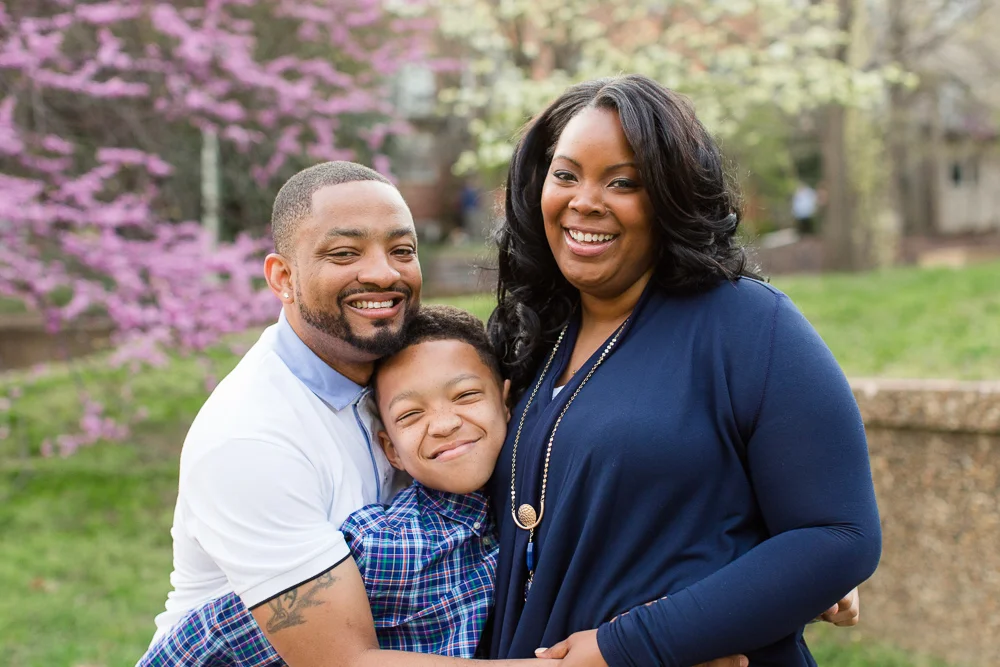 Cute family photo after the proposal at Meridian Hill Park