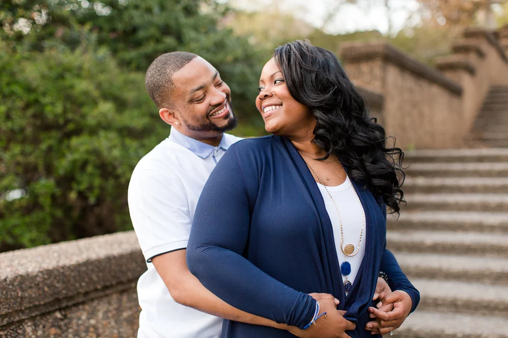 Engagement picture on the steps at Meridian Hill Park | Best Engagement Photo Locations in Washington, DC