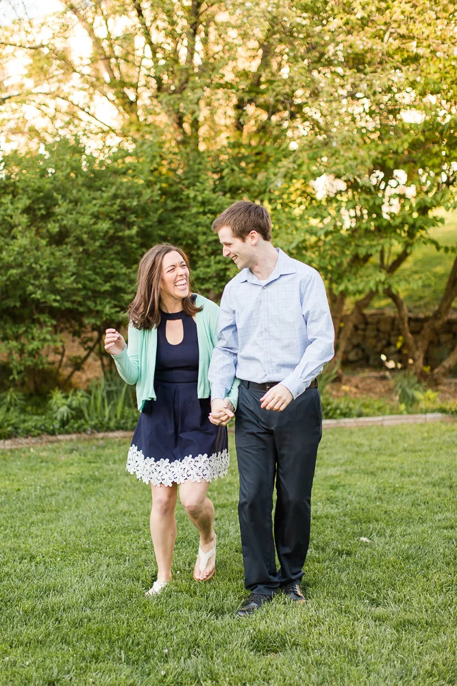 Walking and laughing through the garden