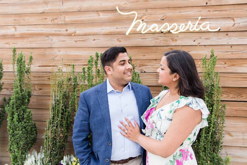 Happy couple after he proposed at Masseria DC | Best restaurants in DC | Best Proposal Spots in DC