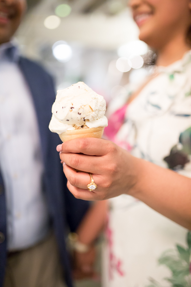Ice cream cone and the new engagement ring from Isabel Bond | Union Market Engagement