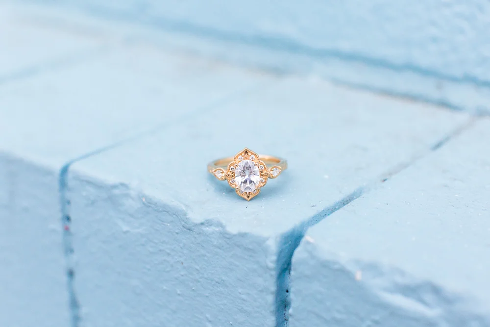 Beautiful engagement ring from Isabel Bond | Union Market Engagement Photos | Washington DC Proposal