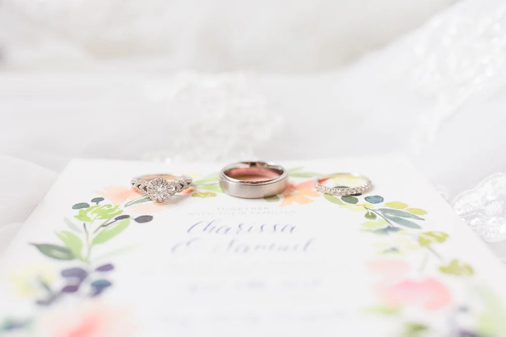 Minted wedding invitation with rings from Vera Wang and Zales | Crozet, Virginia wedding