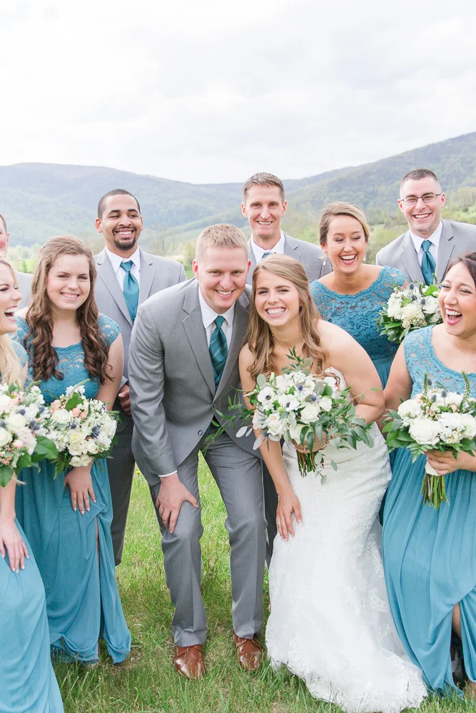 Fun wedding party photo at King Family Vineyards | Crozet Wedding Venue | Megan Rei Photography