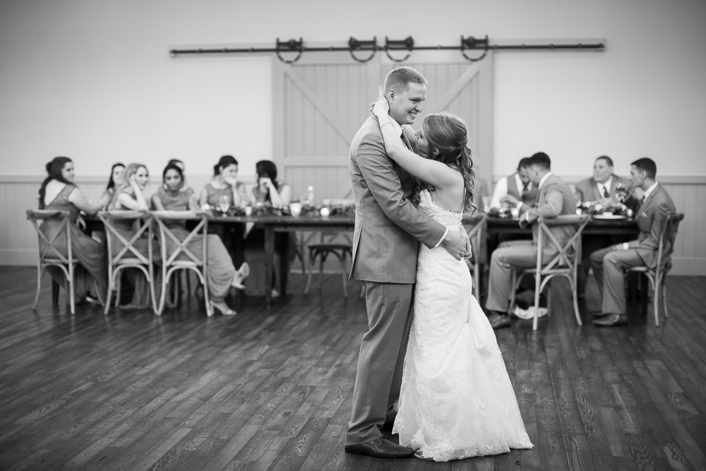 Bride and groom first dance during the reception