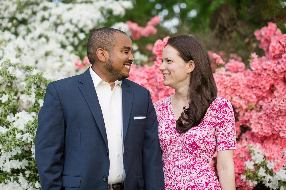 Navy and pink engagement photos in Central Park | New York City Engagement Photographer | Megan Rei Photography