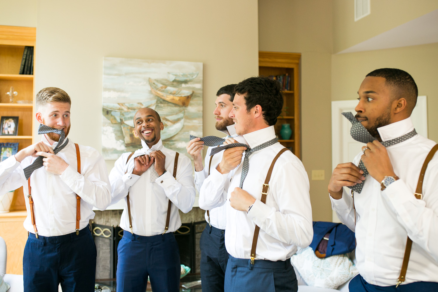 Groomsmen getting ready for wedding day