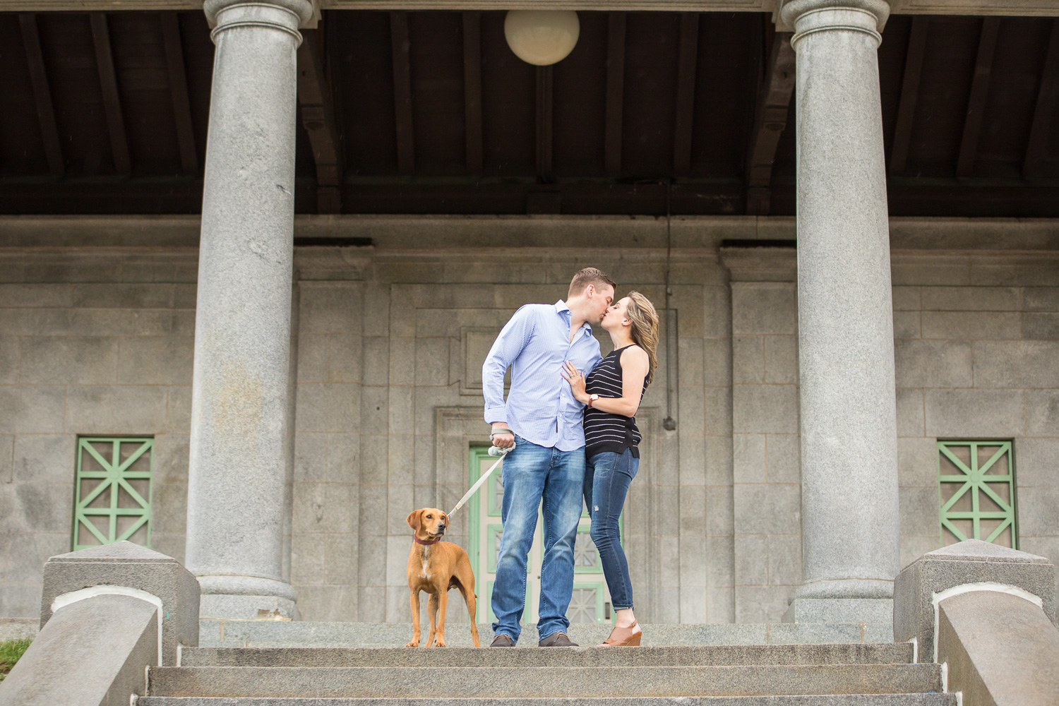 Engagement photo with dog