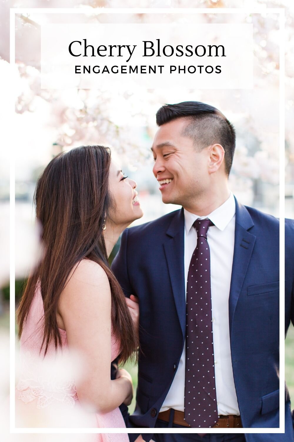 Cherry blossom engagement photos