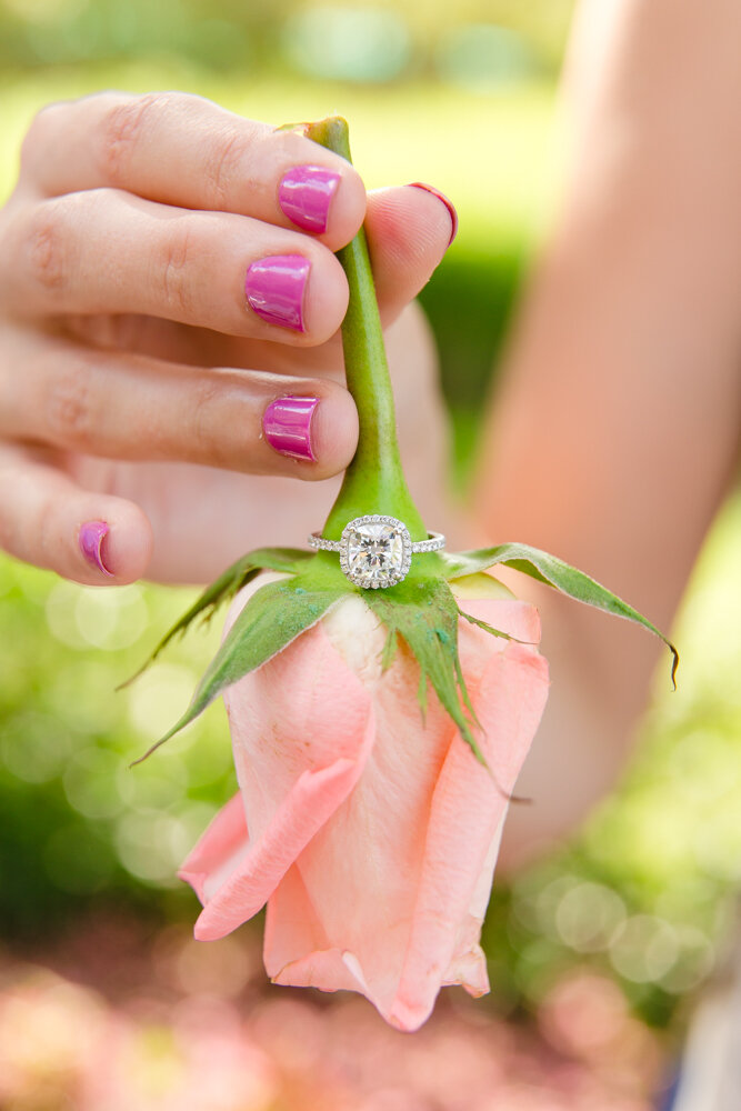 Engagement ring with rose