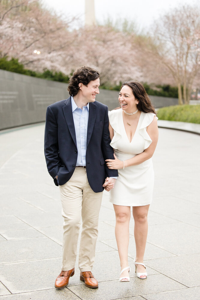Candid cherry blossom engagement pictures 