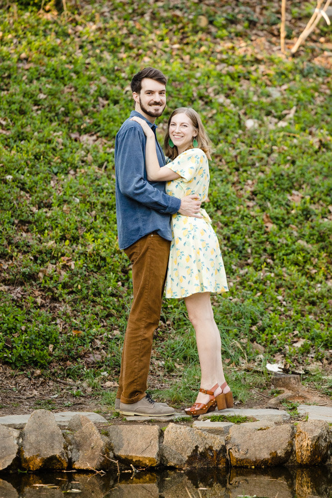 Engagement picture near the pond at Tregaron Conservancy