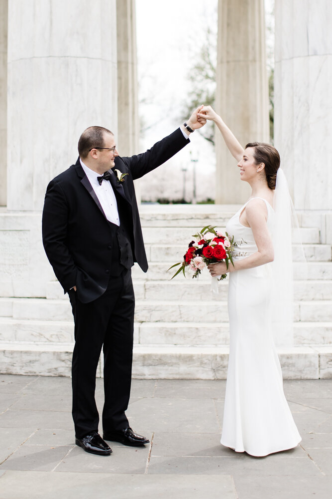 Bride and groom dancing during National Mall wedding