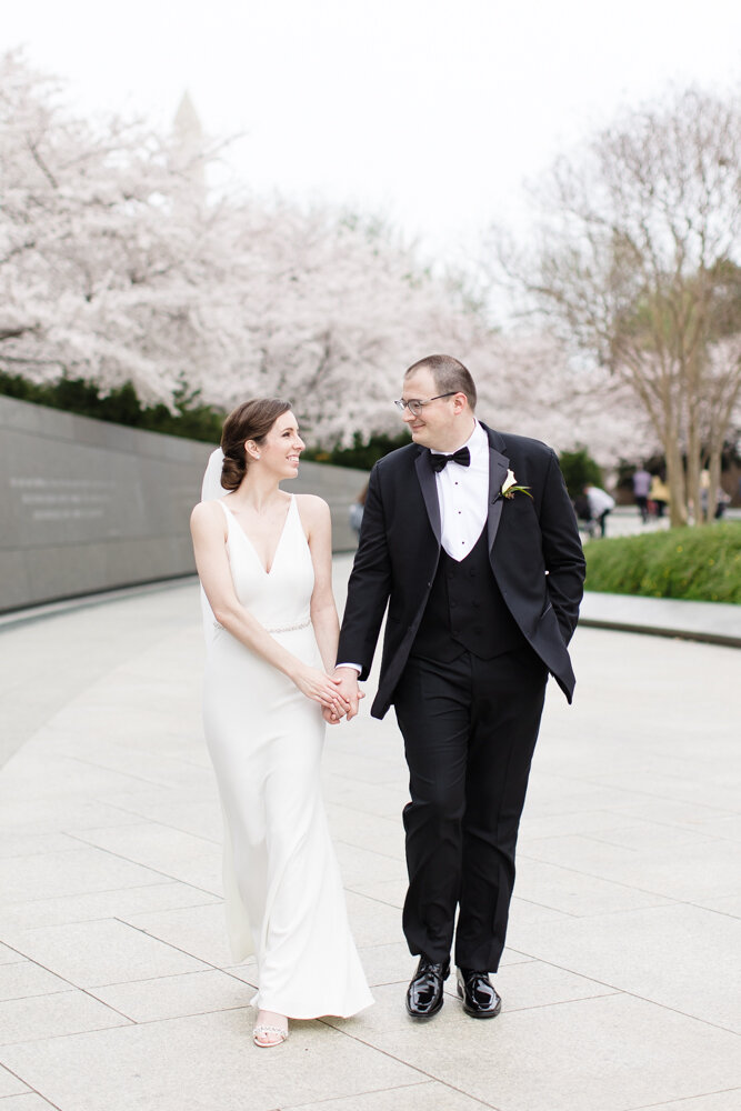 Wedding during cherry blossom season at the National Mall