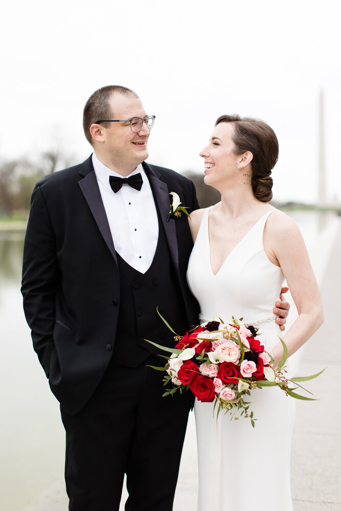 Candid wedding photos on the National Mall in DC