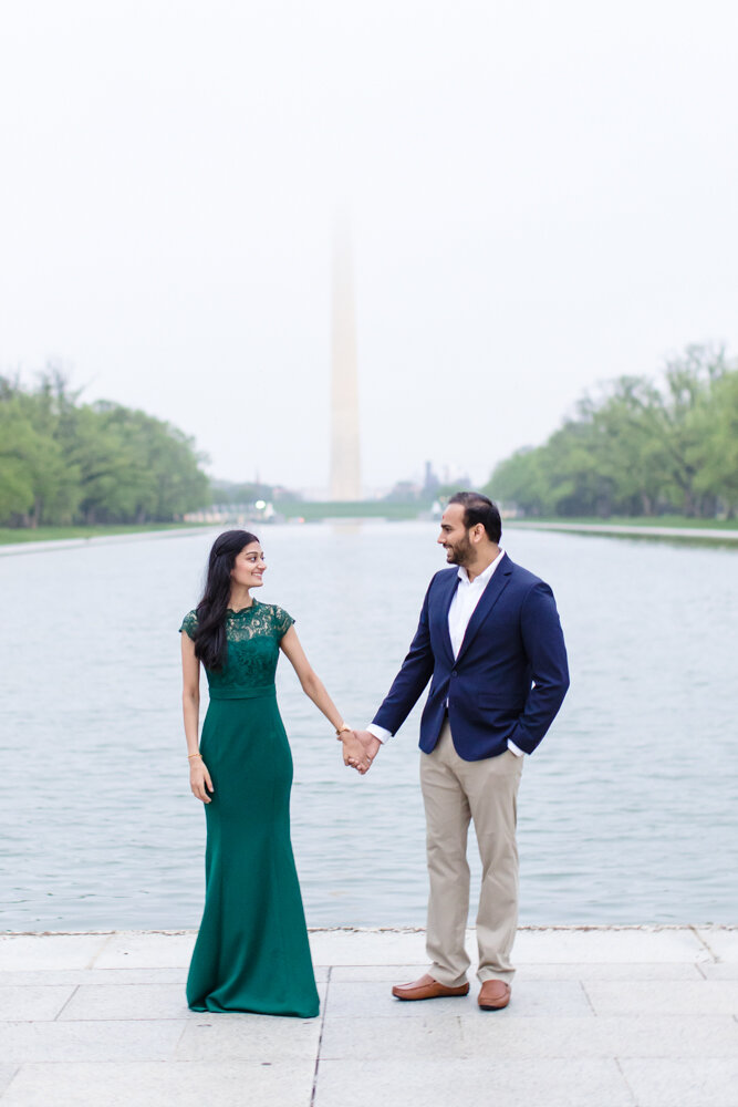 Indian engagement pictures at the Reflecting Pool