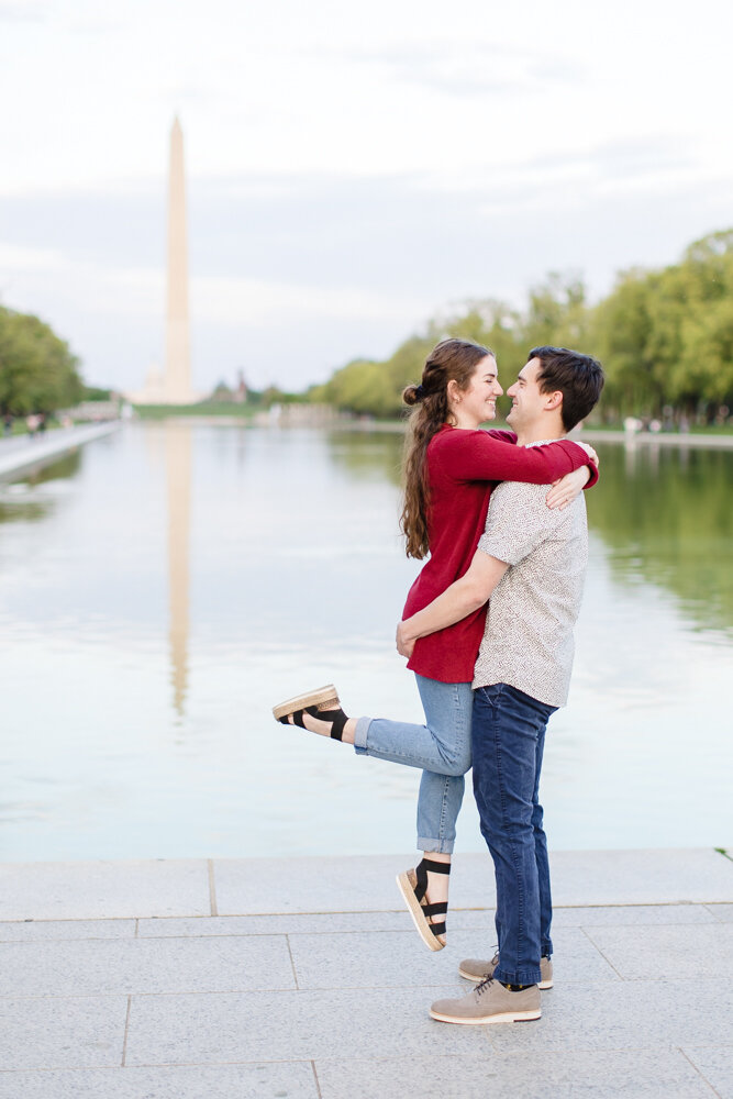 Engagement photos at the Reflecting Pool