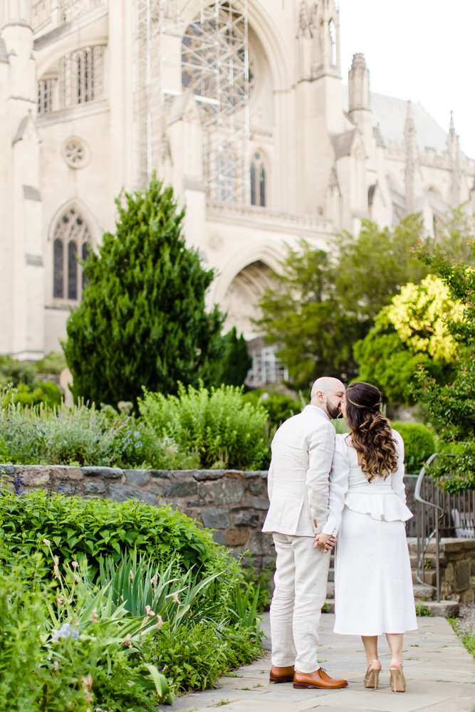  Elopement kiss in the Bishop’s Garden at the National Cathedral 