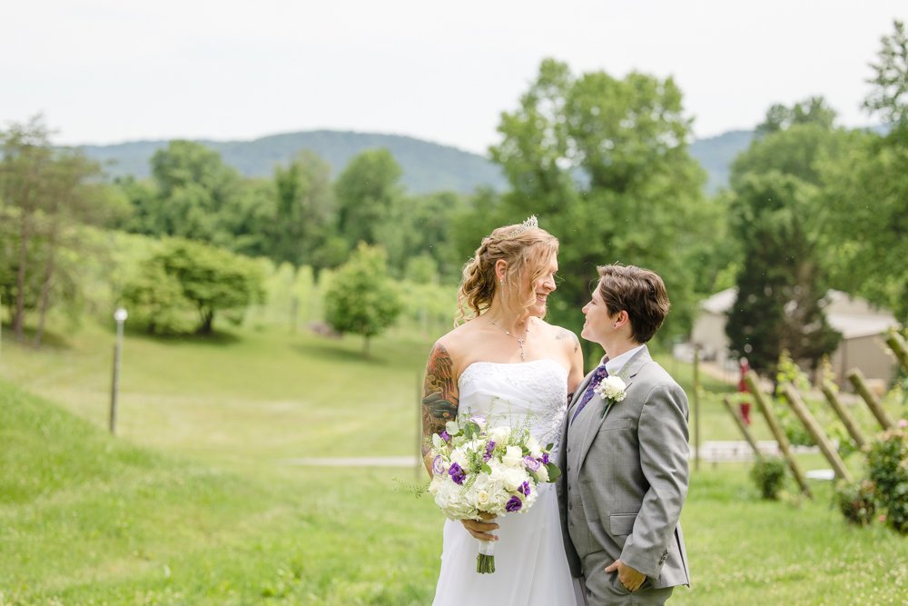 Mountain views during wedding at Naked Mountain Winery
