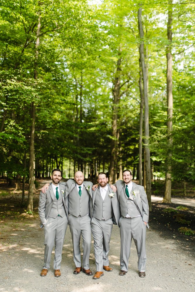 Groom and groomsmen at Ontario, NY wedding venue