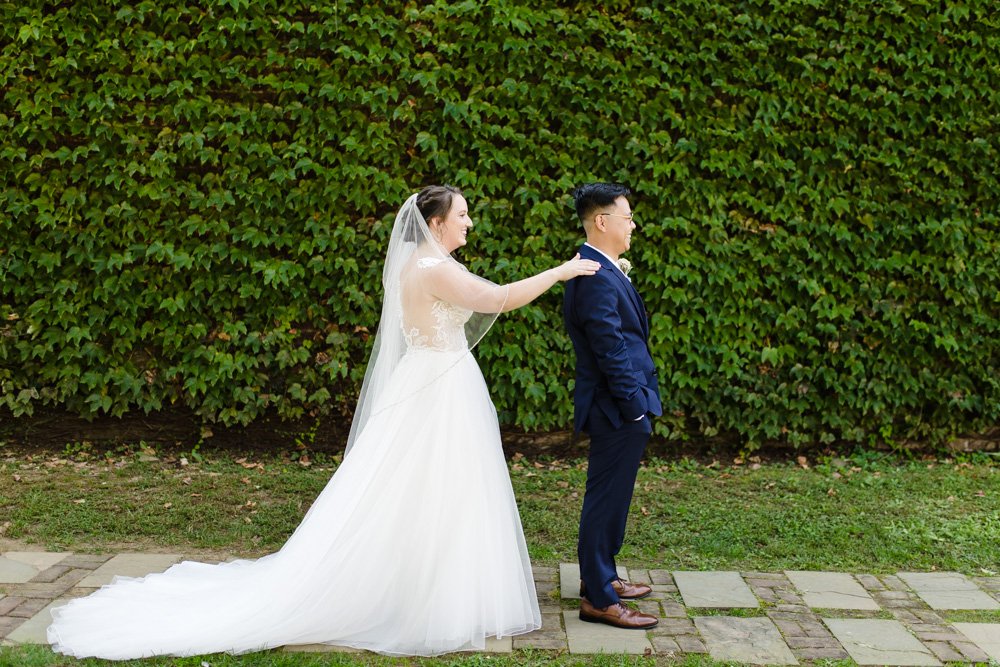 Bride and groom first look