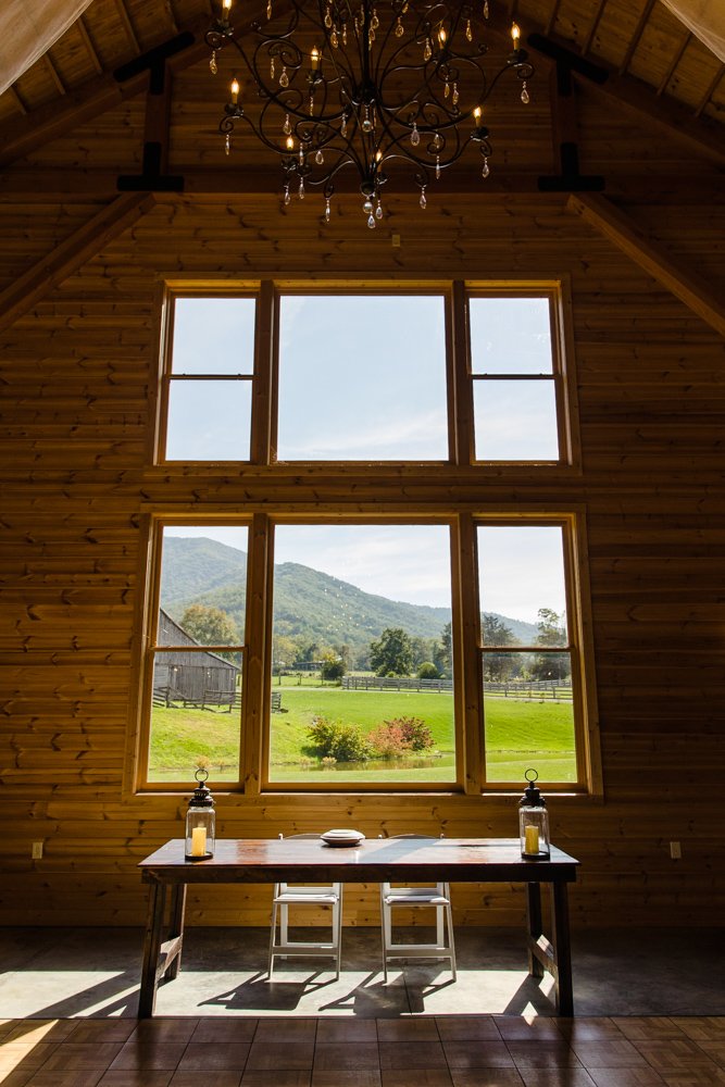Mountain views from inside the wedding barn at Stoneyman Valley Ranch