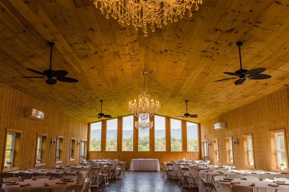 Inside the reception barn at Stover Hall in Luray, VA