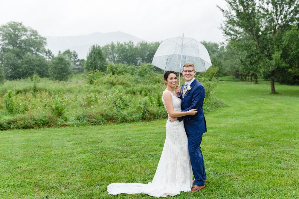 Rainy wedding day at Khimaira Farms near Shenandoah National Park